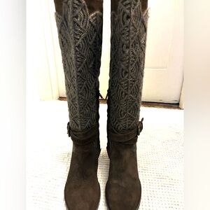 Knee-High Brown Suede Boots made in Italy